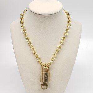 Authentic Louis Vuitton Gold Padlock with Unbranded Gold plated Chain
